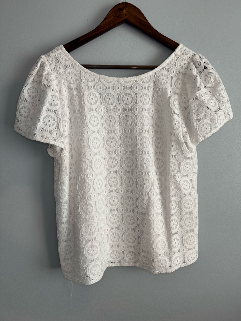 LOFT White Lace Short Sleeve Women's Blouse